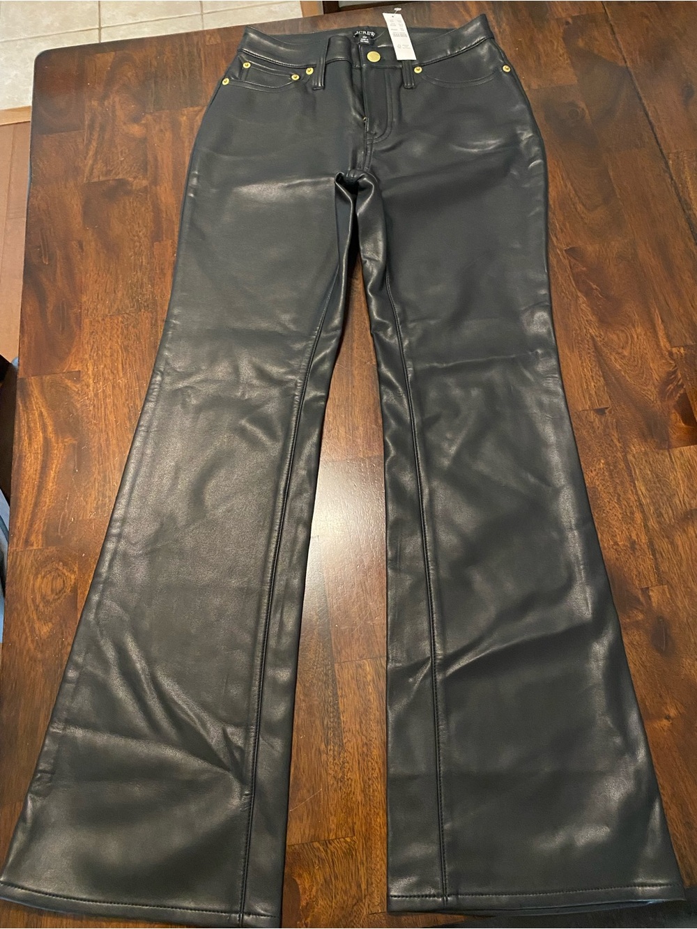 NWT J.Crew Black Faux Leather Flare Pants